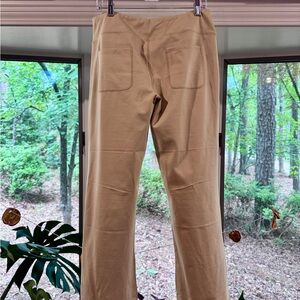 Tan Boot Cut Flare Pants with Relaxed Fit